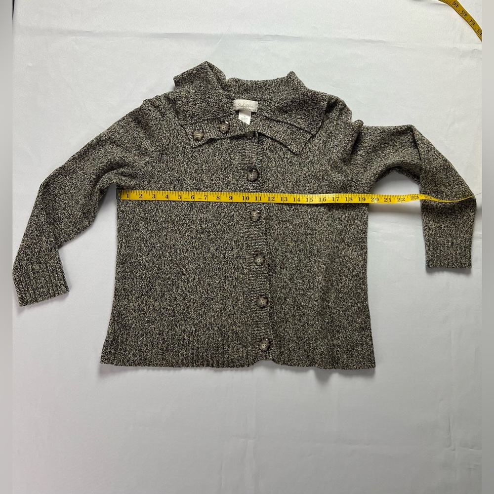 Studio Works Brown Black Sweater Cardigan Top Fall Winter Office - Picture 5 of 8
